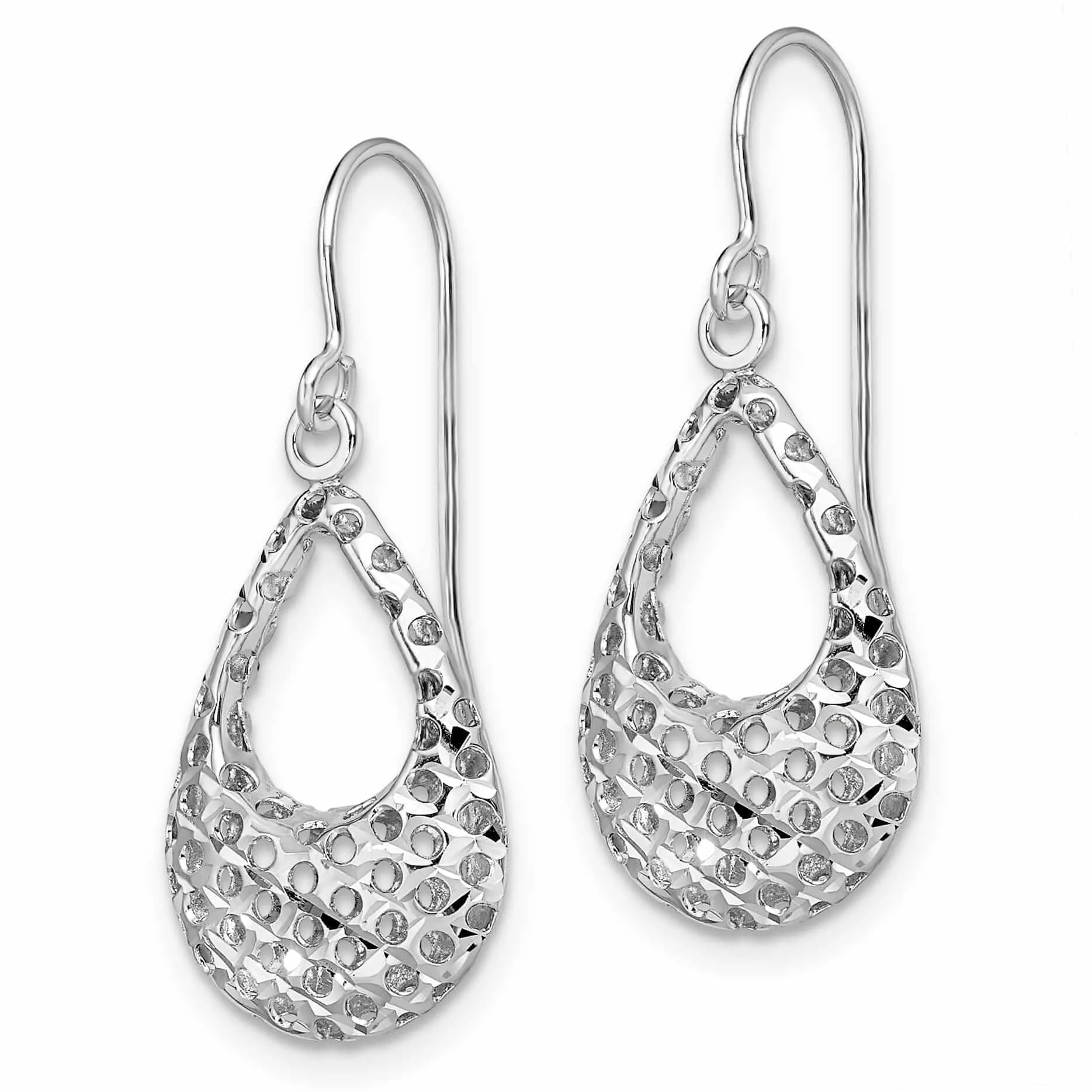 10kt White Gold Shepherd Hook Dangle Earrings