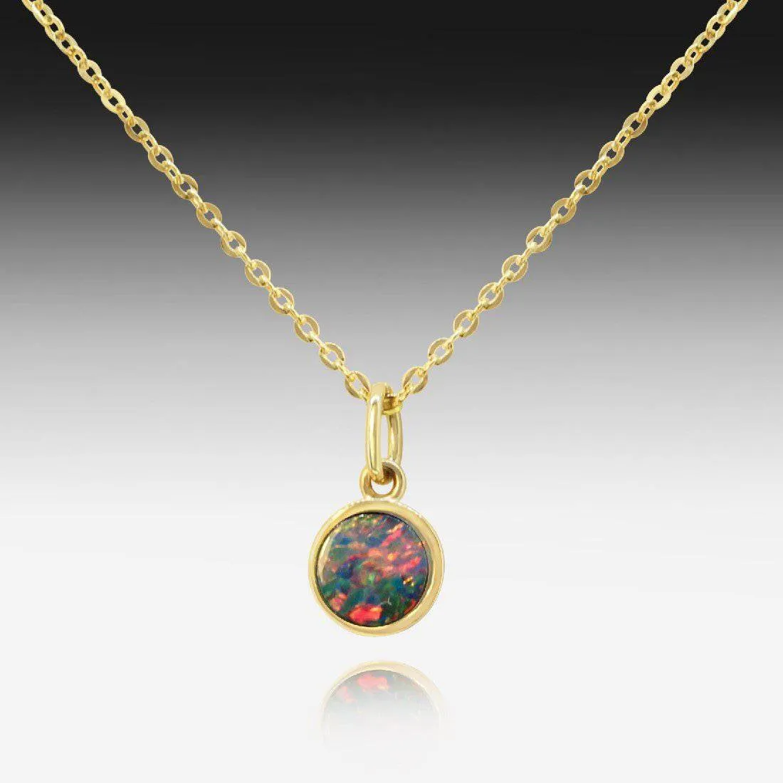 14kt Yellow Gold round Opal pendant