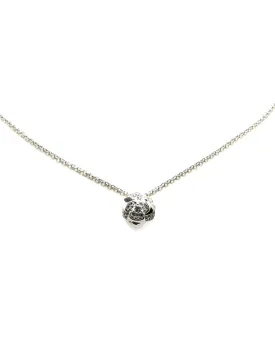 18K Gold Diamond Camellia Pendant Necklace