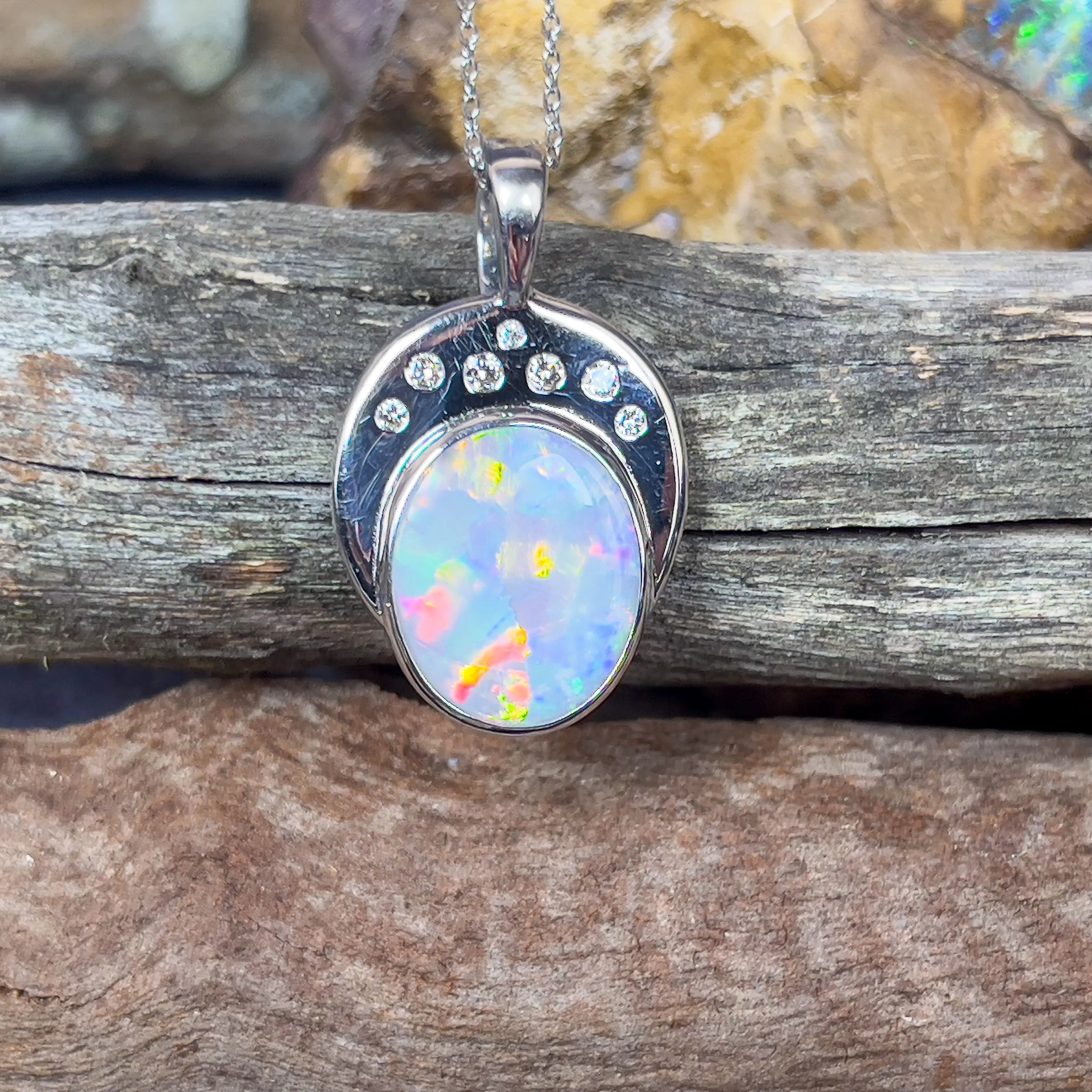 18kt Black Opal Oval 5.8ct and 7 Diamonds pendant enhancer