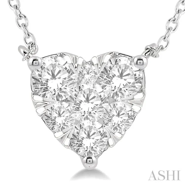 3/4 Ctw Lovebright Diamond Heart Necklace in 14K White Gold