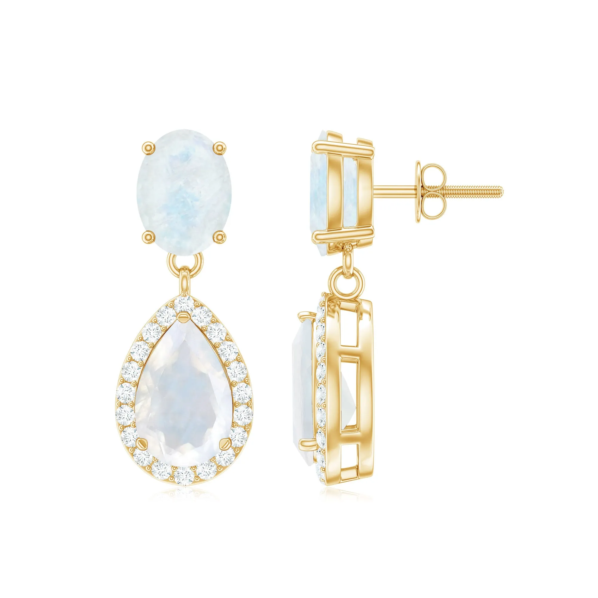 4.75 CT Classic Moonstone Dangle Earrings with Diamond