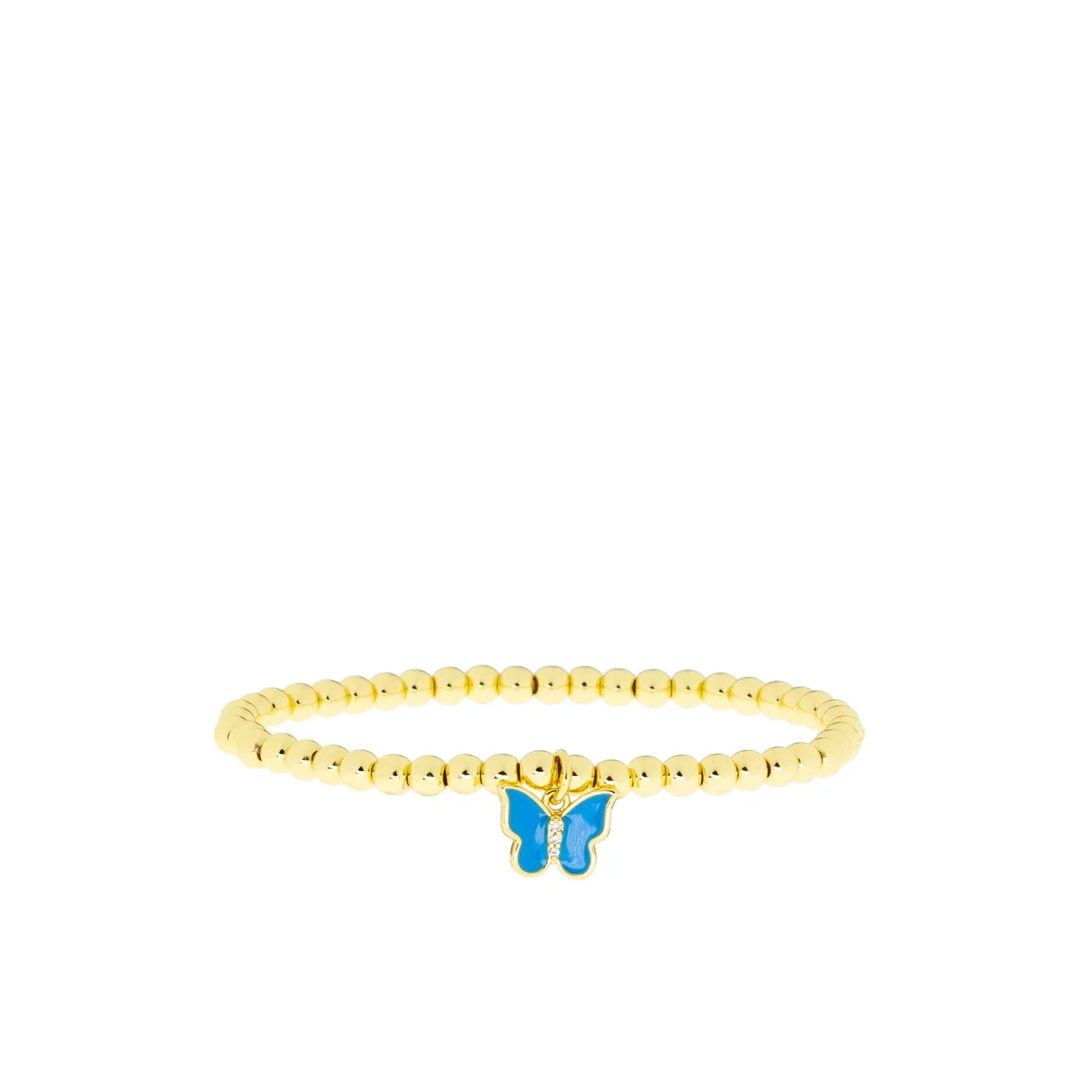 4mm ball bracelet with enamel butterfly charm