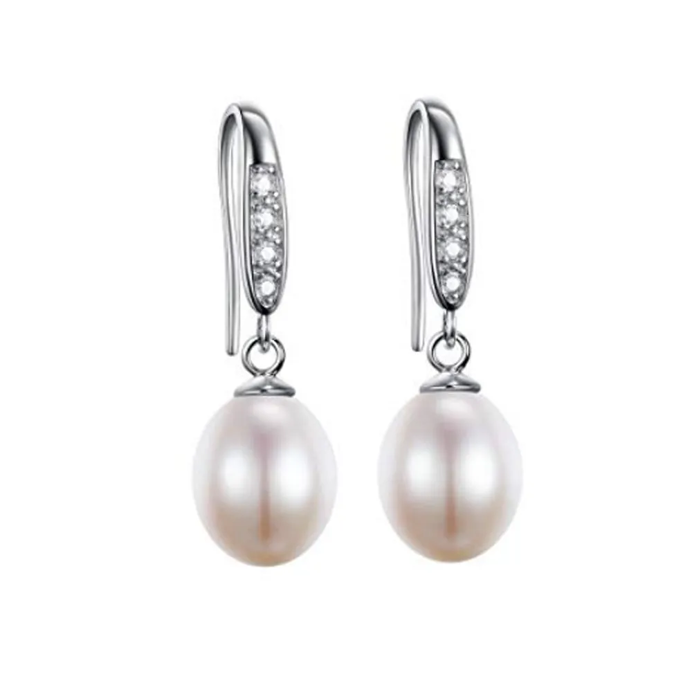 8-9mm White Freshwater Pearl Drop Earrings for Women Girls