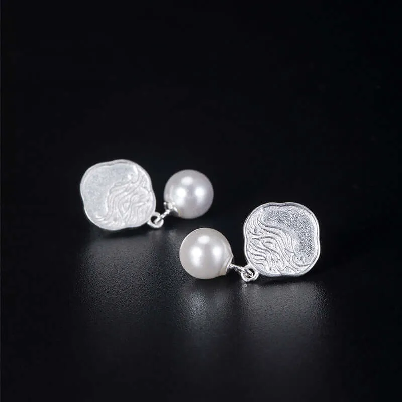 925 Silver Wave Shell Pearl Earrings