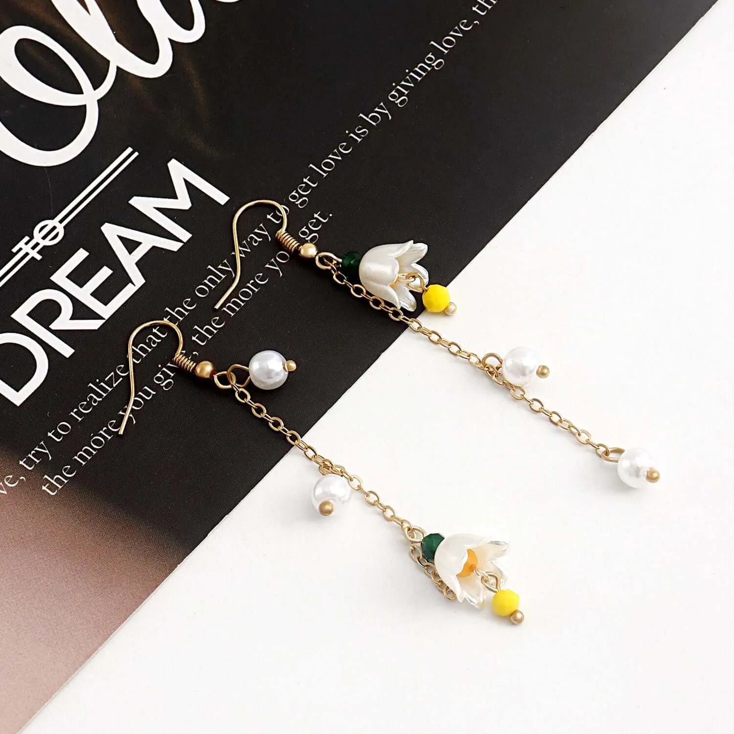 925 Silver Wind Chime Flower Tassel Drop Earrings