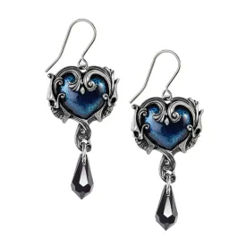 Affaire Du Coeur Earrings Crystal Heart Skull Drops by Alchemy Gothic