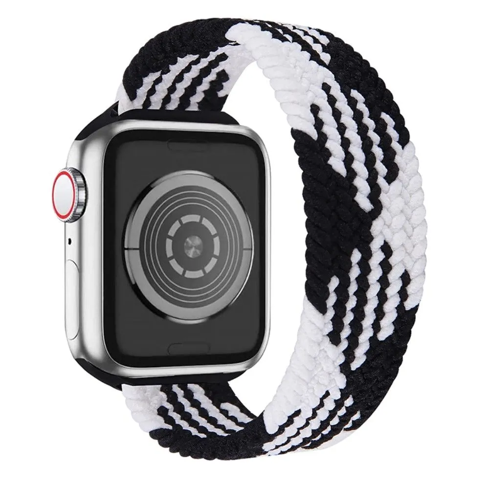 Apple Watch (41mm) elastic watch strap - Black / White Splicing / Size: M