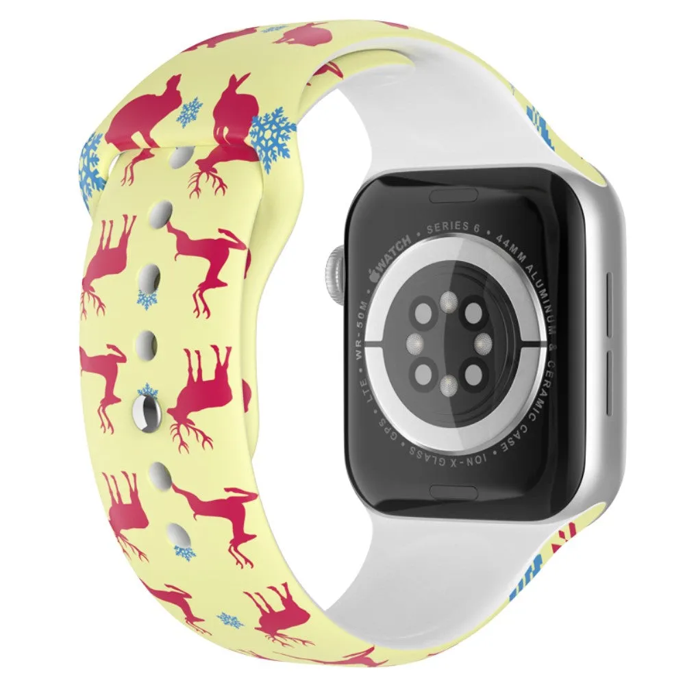 Apple Watch (45mm) christmas pattern silicone watch strap - Christmas Reindeer / Size: S