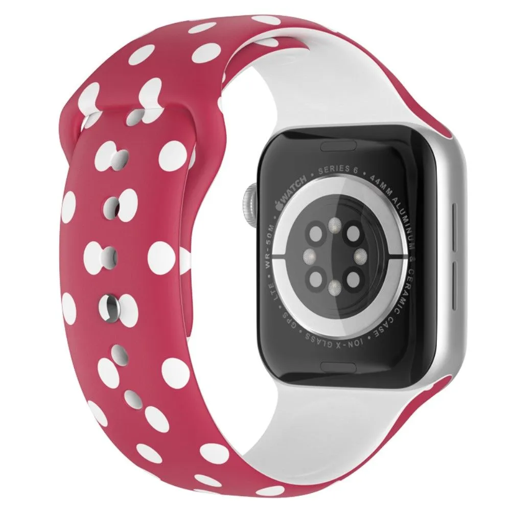 Apple Watch (45mm) christmas pattern silicone watch strap - White Dot / Size: L