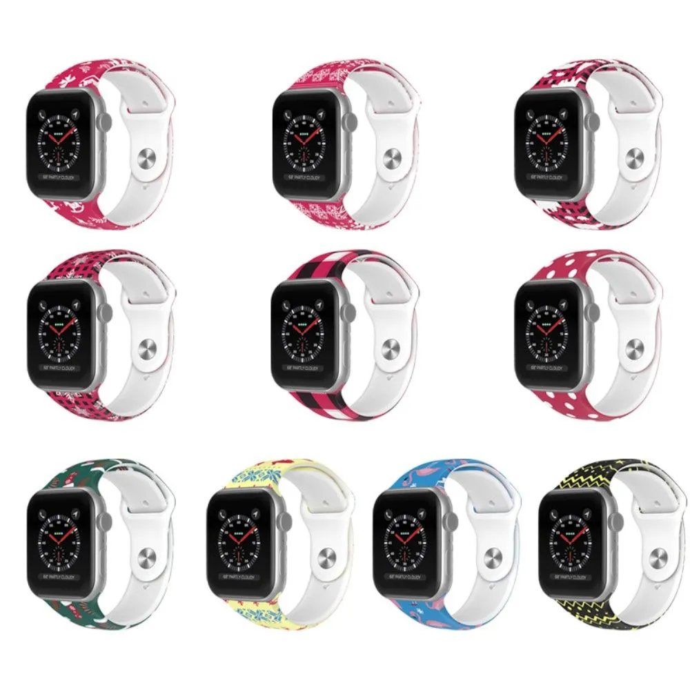 Apple Watch (45mm) christmas pattern silicone watch strap - White Dot / Size: L