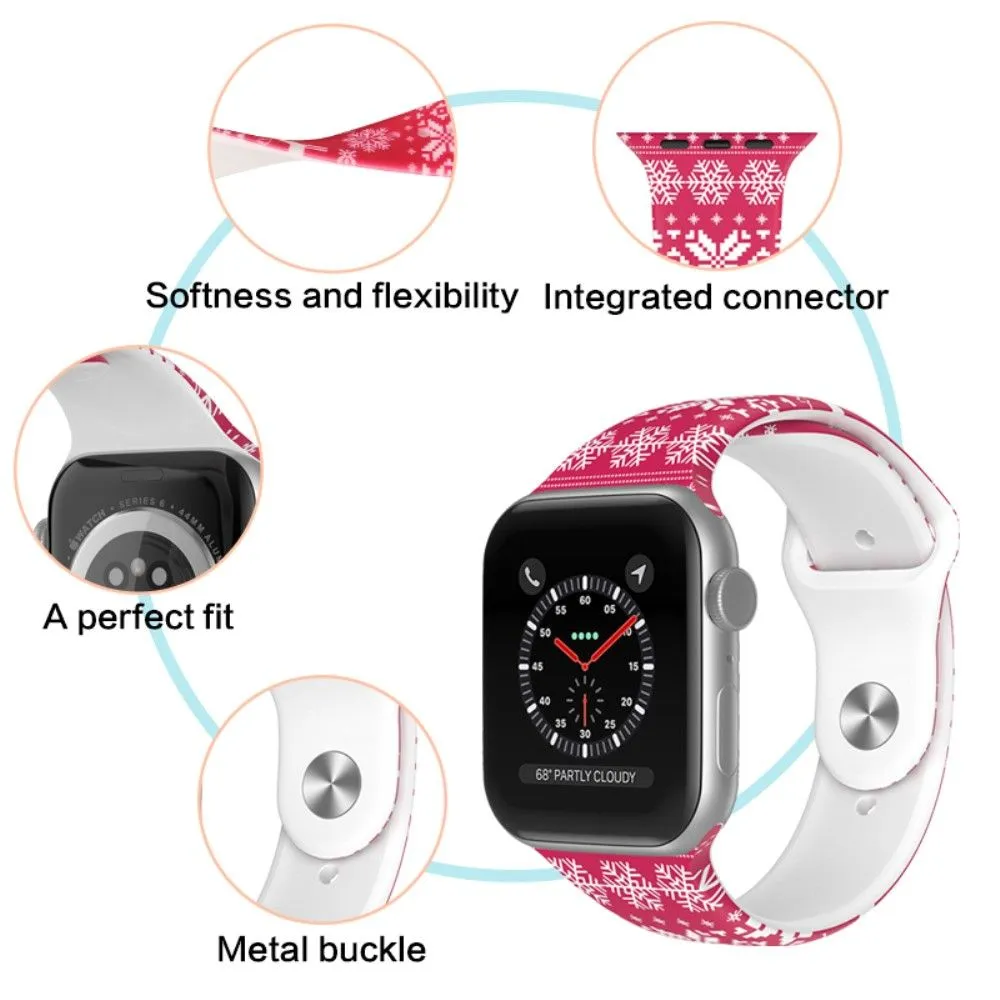 Apple Watch (45mm) christmas pattern silicone watch strap - White Dot / Size: S