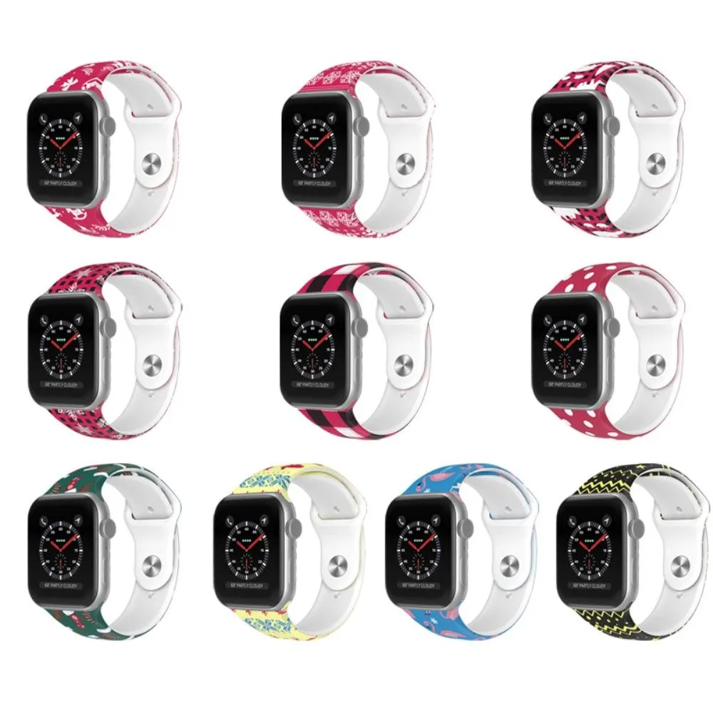 Apple Watch (45mm) christmas pattern silicone watch strap - White Dot / Size: S