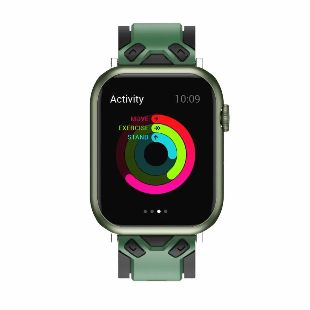 Apple Watch (45mm) color splice silicone watch strap - Army Green / Black