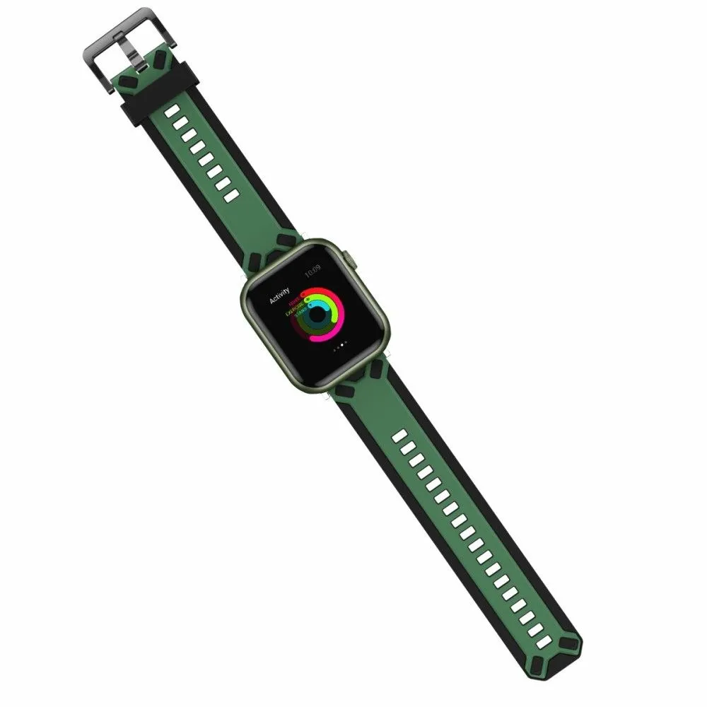 Apple Watch (45mm) color splice silicone watch strap - Army Green / Black