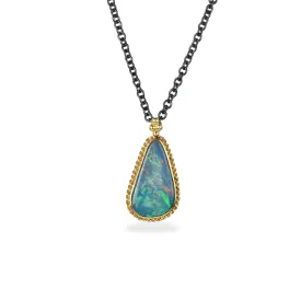 Australian Opal Teardrop Contrast Necklace