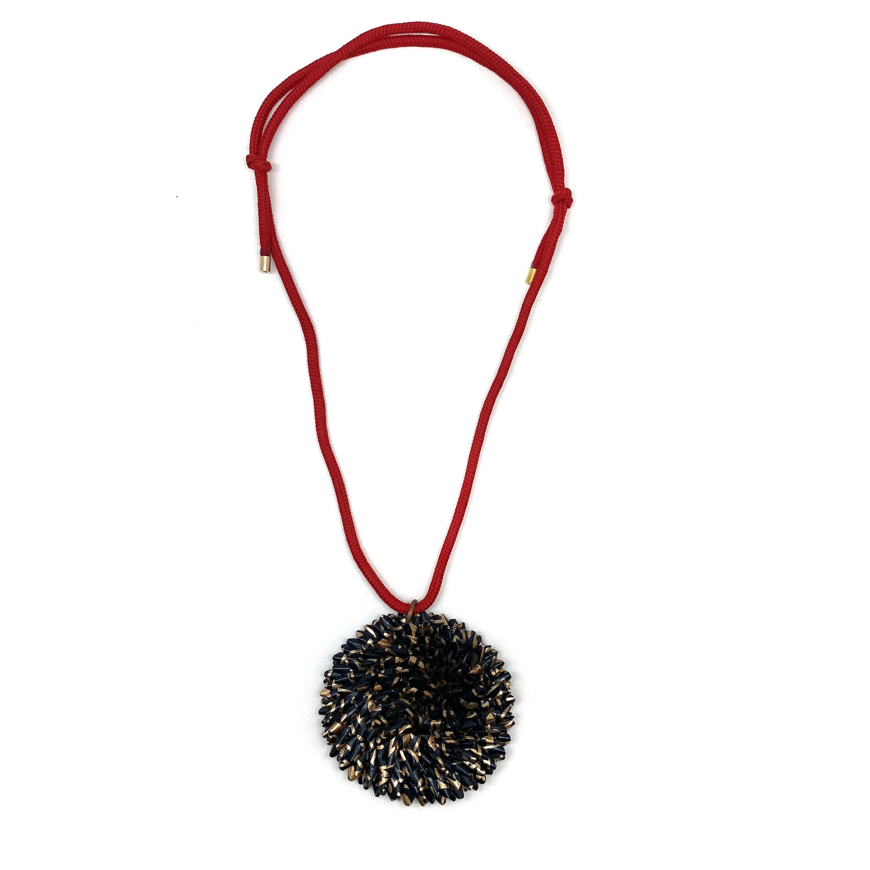 Black and Gold Aluminum Medallion Necklace