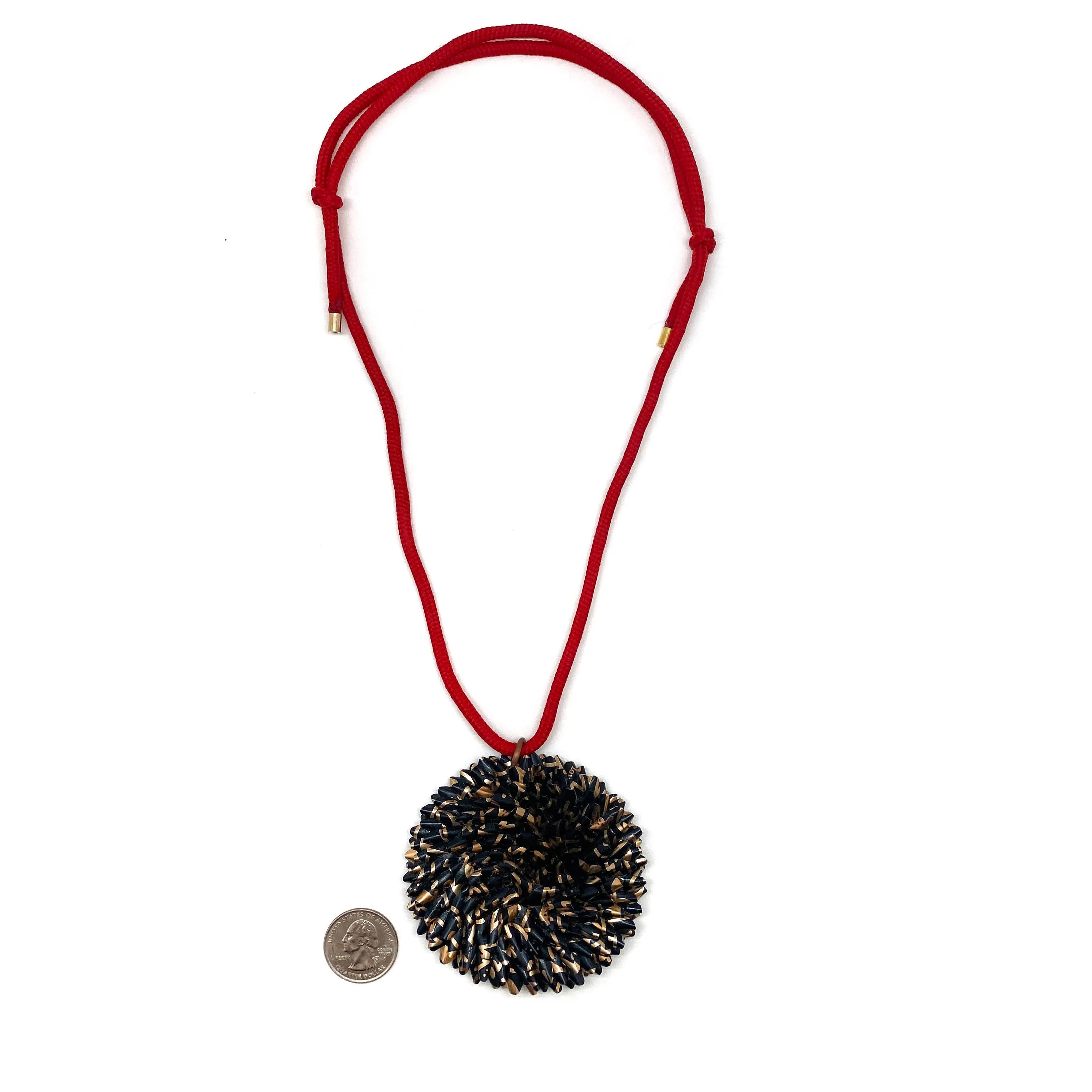 Black and Gold Aluminum Medallion Necklace