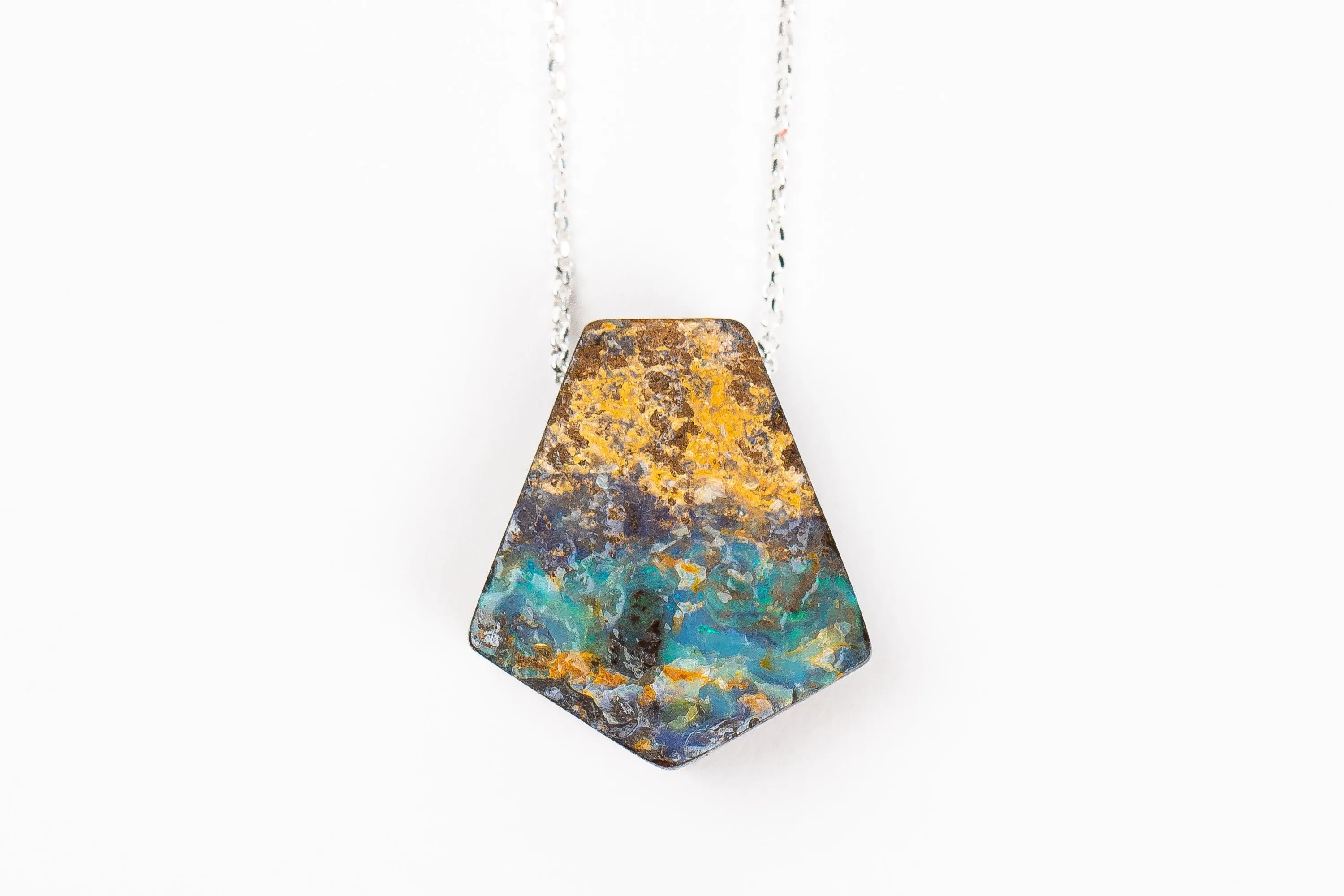 Blue and Yellow Boulder Opal Necklace