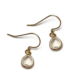 Bridal Gold Glass Opal Teardrop Earrings