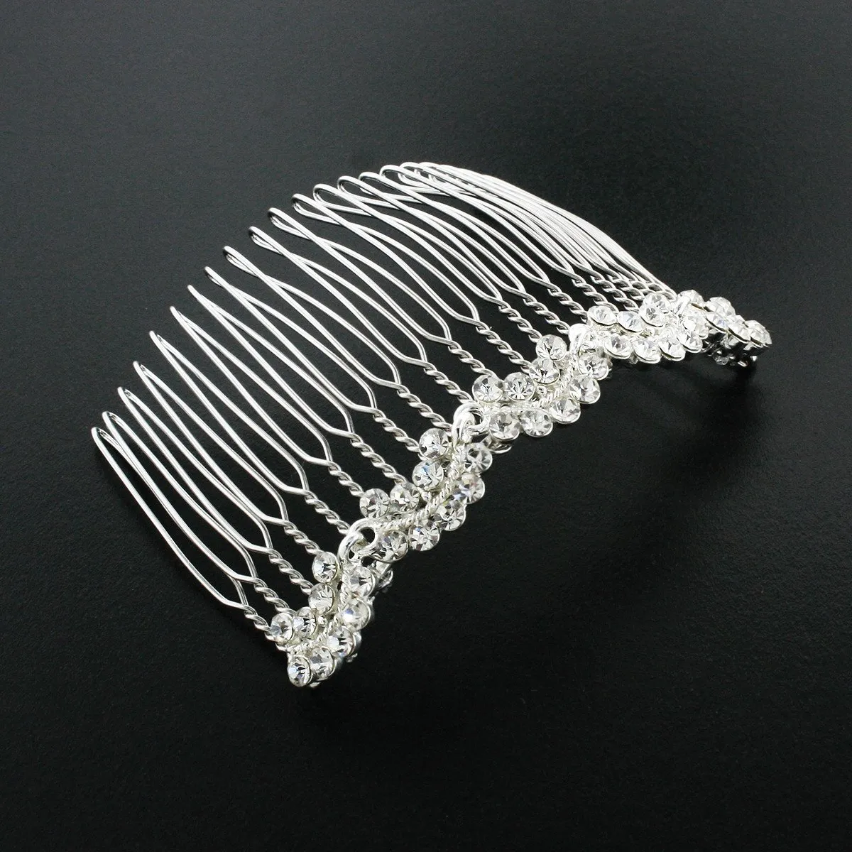 Bridal Haircomb with Rhinestone Clusters