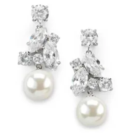 Capri Cubic Zirconia and Pearl Drop Earrings