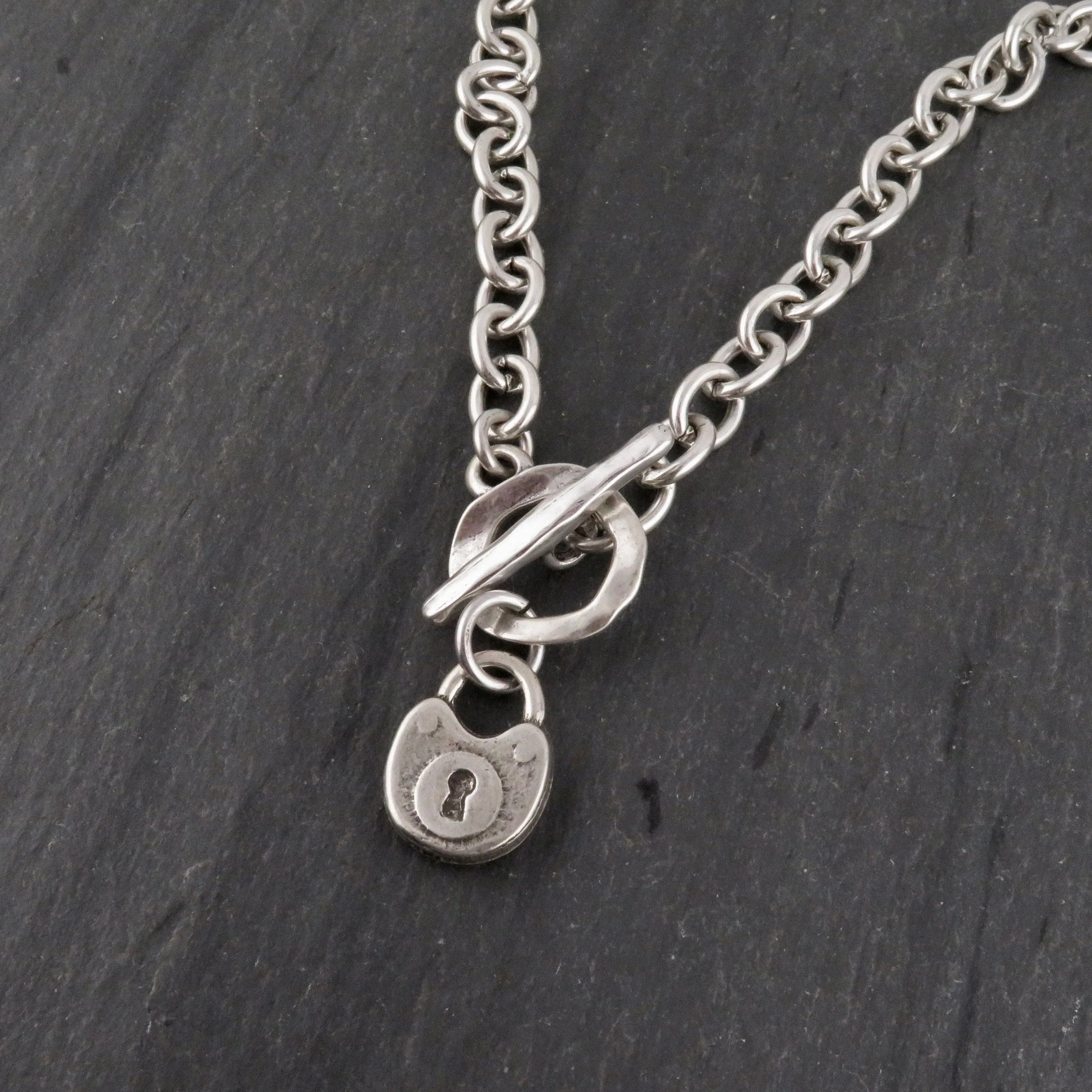 Chunky Silver Padlock Necklace