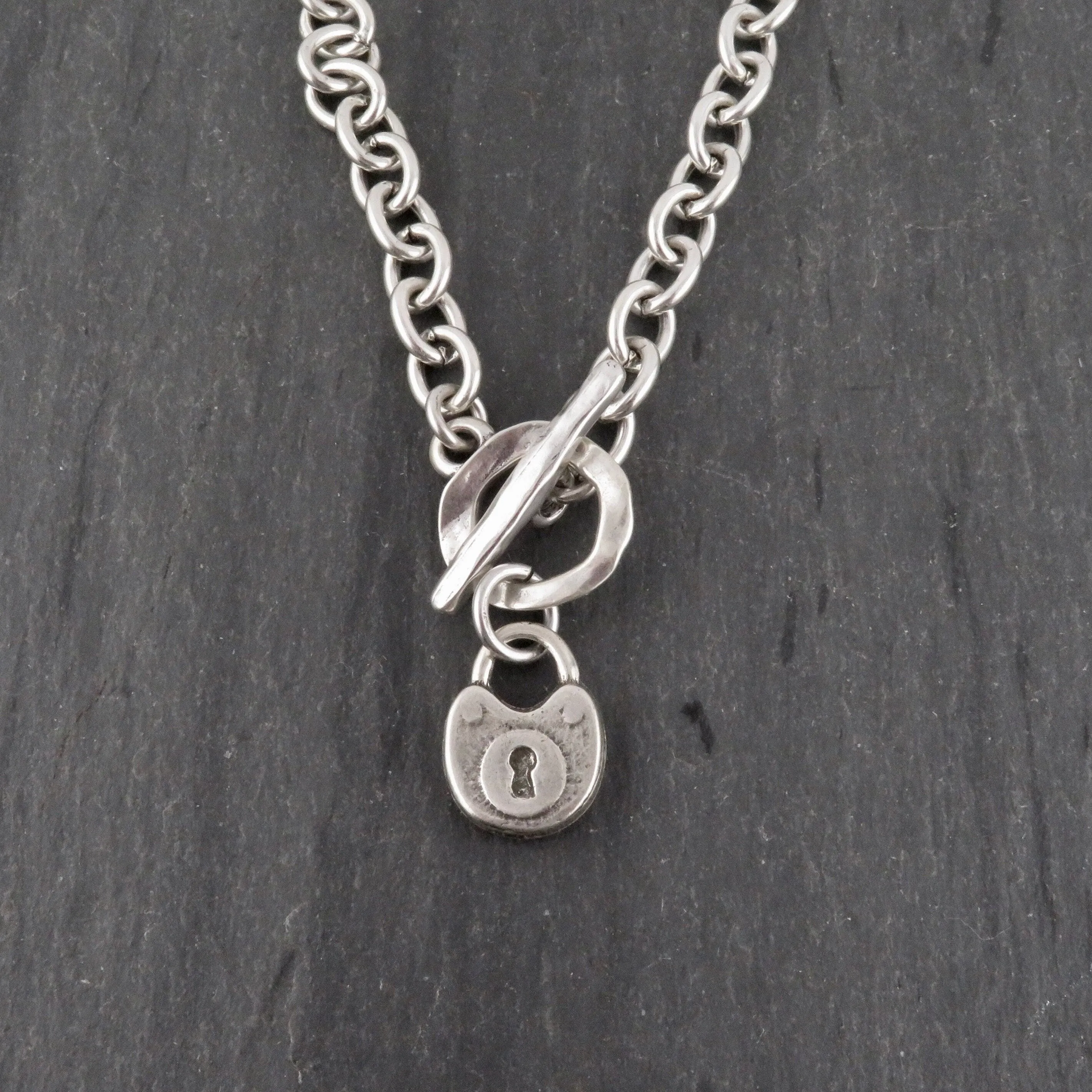 Chunky Silver Padlock Necklace