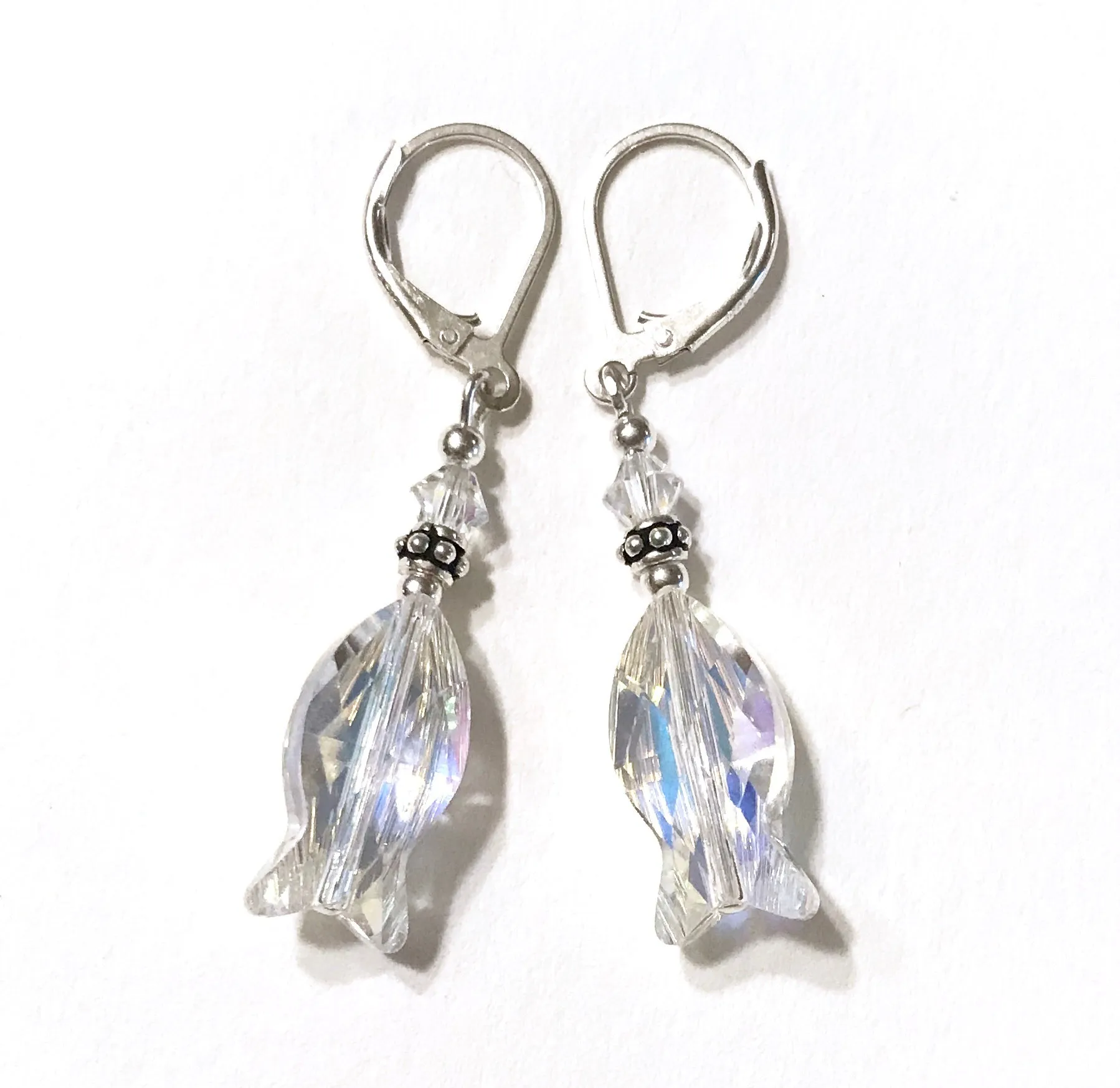 Crystal AB Fish Earrings