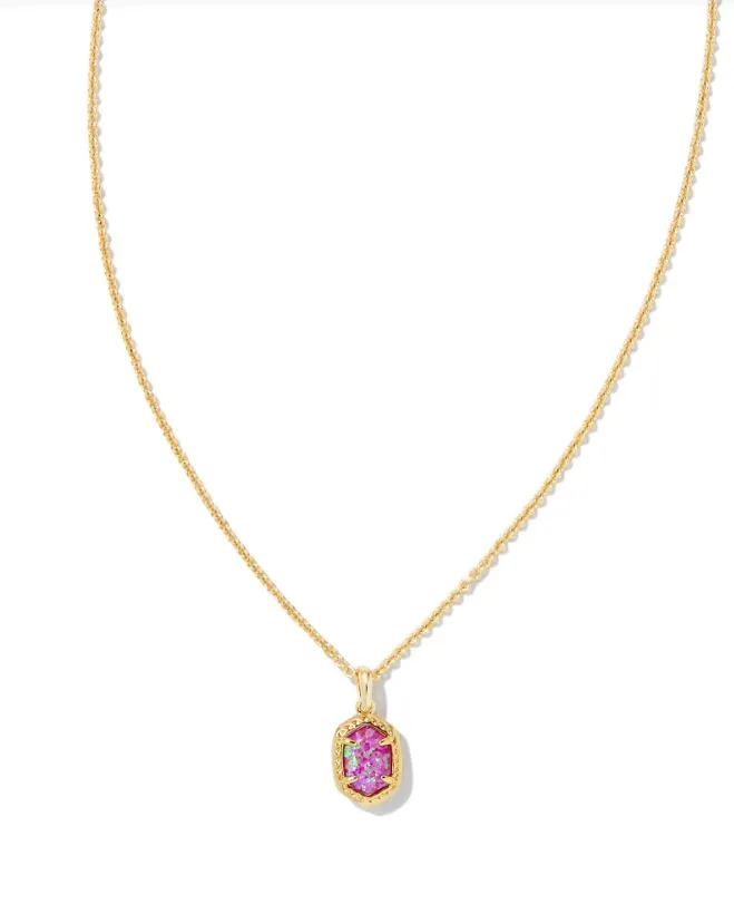 Daphne Framed Pendant Necklace Gold Magenta Opal by Kendra Scott