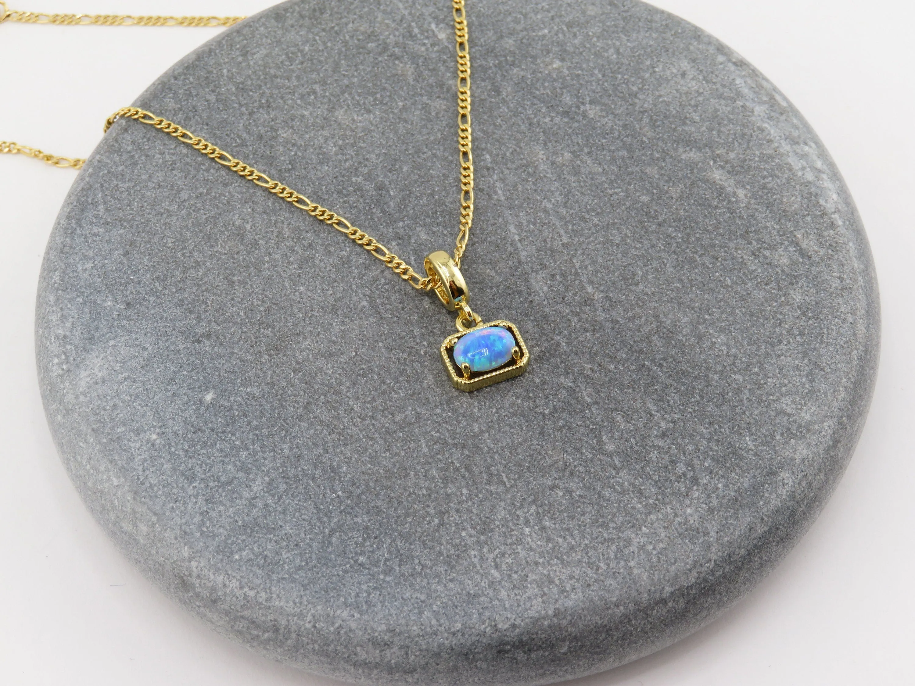 Deco Framed Blue Opal Necklace