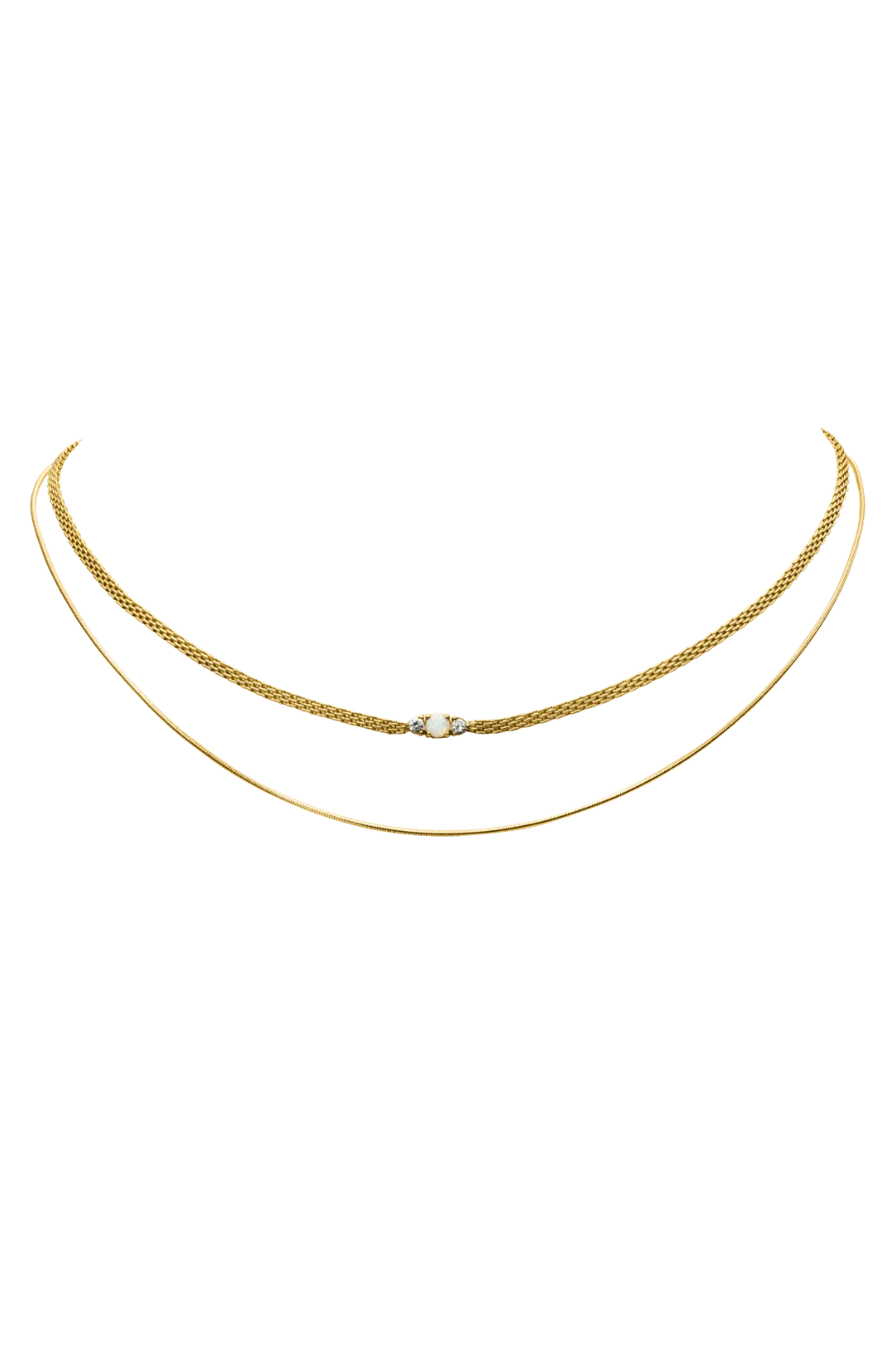 Double Opal Hope Necklace 14K Gold Plated