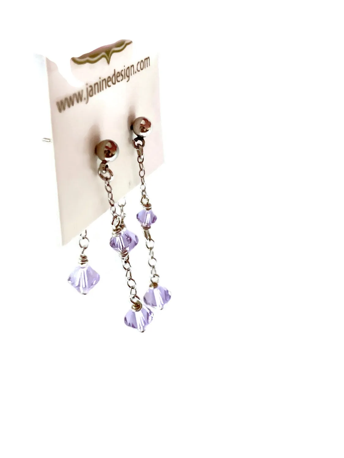 Double Sided Post Earrings/ Purple Crystal Earrings/Crystal Dangle Earrings