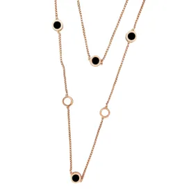 Envy Long Necklace with Black and White Circles Gold