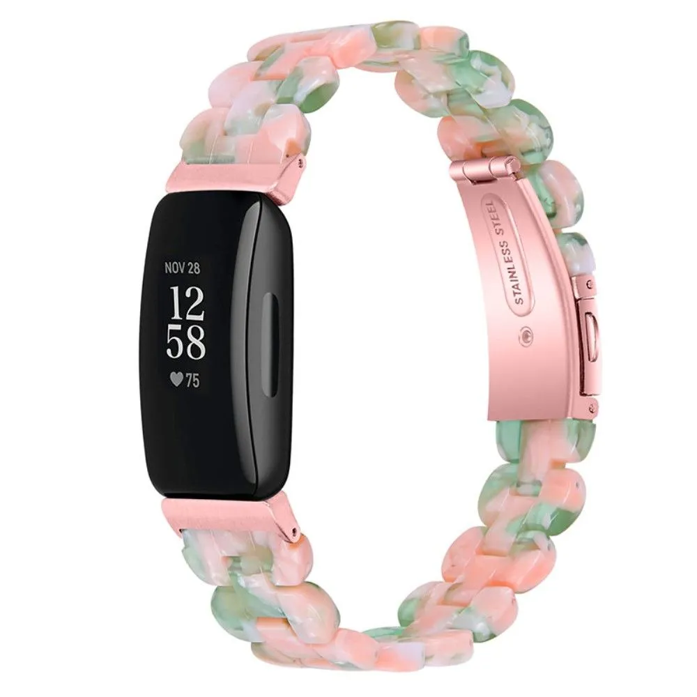 Fitbit Inspire 2 / Inspire HR oval resign watch strap - Pink / Green