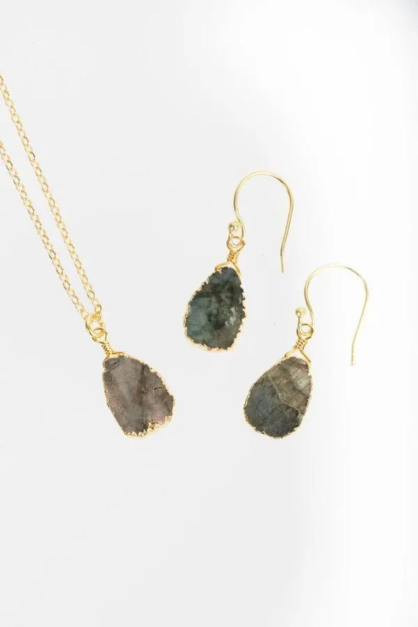 Gemstone Mini Earring And Necklace Set