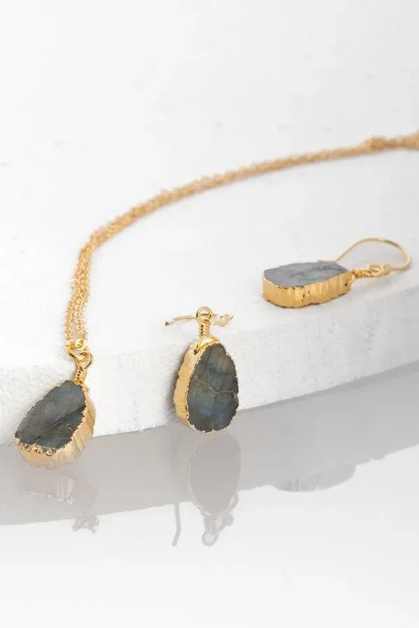 Gemstone Mini Earring And Necklace Set