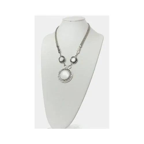 Genuine Moonstone & Silver Pendant Statement Necklace