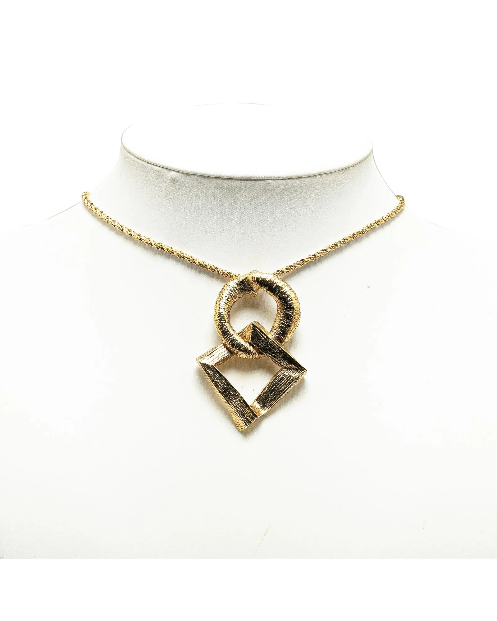 Gold Plated Rhombus Chain Necklace with Pendant