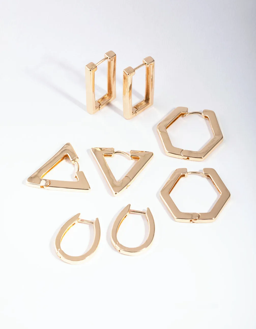 Gold Statement Geometric Earring 8-Pack