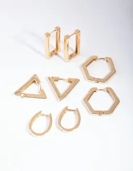 Gold Statement Geometric Earring 8-Pack