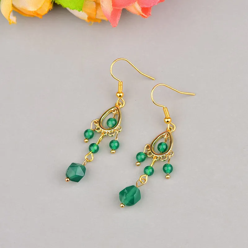 Green Agate Retro Earrings!