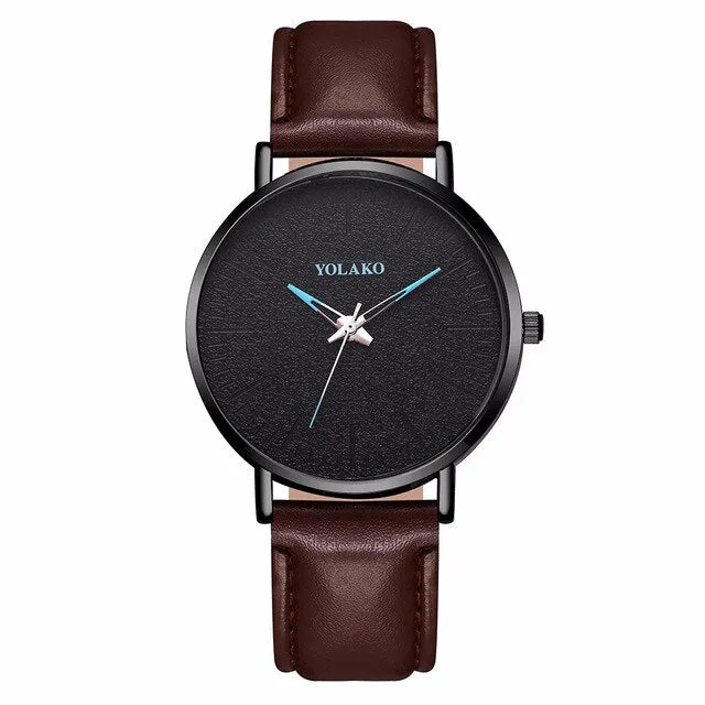 Hot Sale Men Leather Business Watches Luxury Casual YOLAKO Brand Male Sport Watch Quartz Clock Relogio Masculino