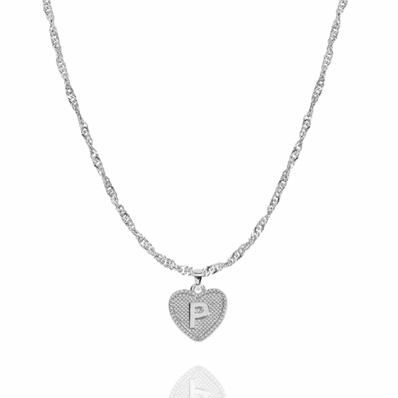 Initial Heart Necklace in Silver