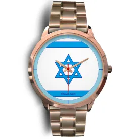 Israel Flag Hand Watch - Rose Gold