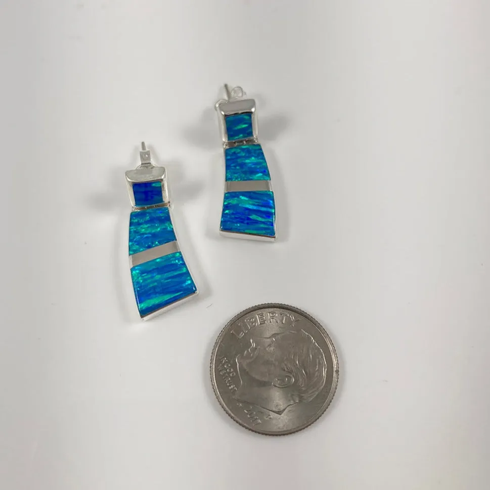 Lab Opal & Sterling Silver Inlaid Earrings