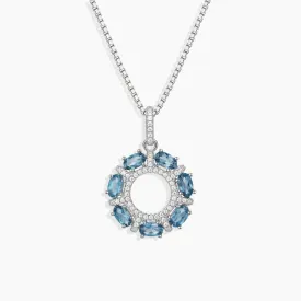 London Blue Topaz Galaxy Pendant Necklace in Sterling Silver