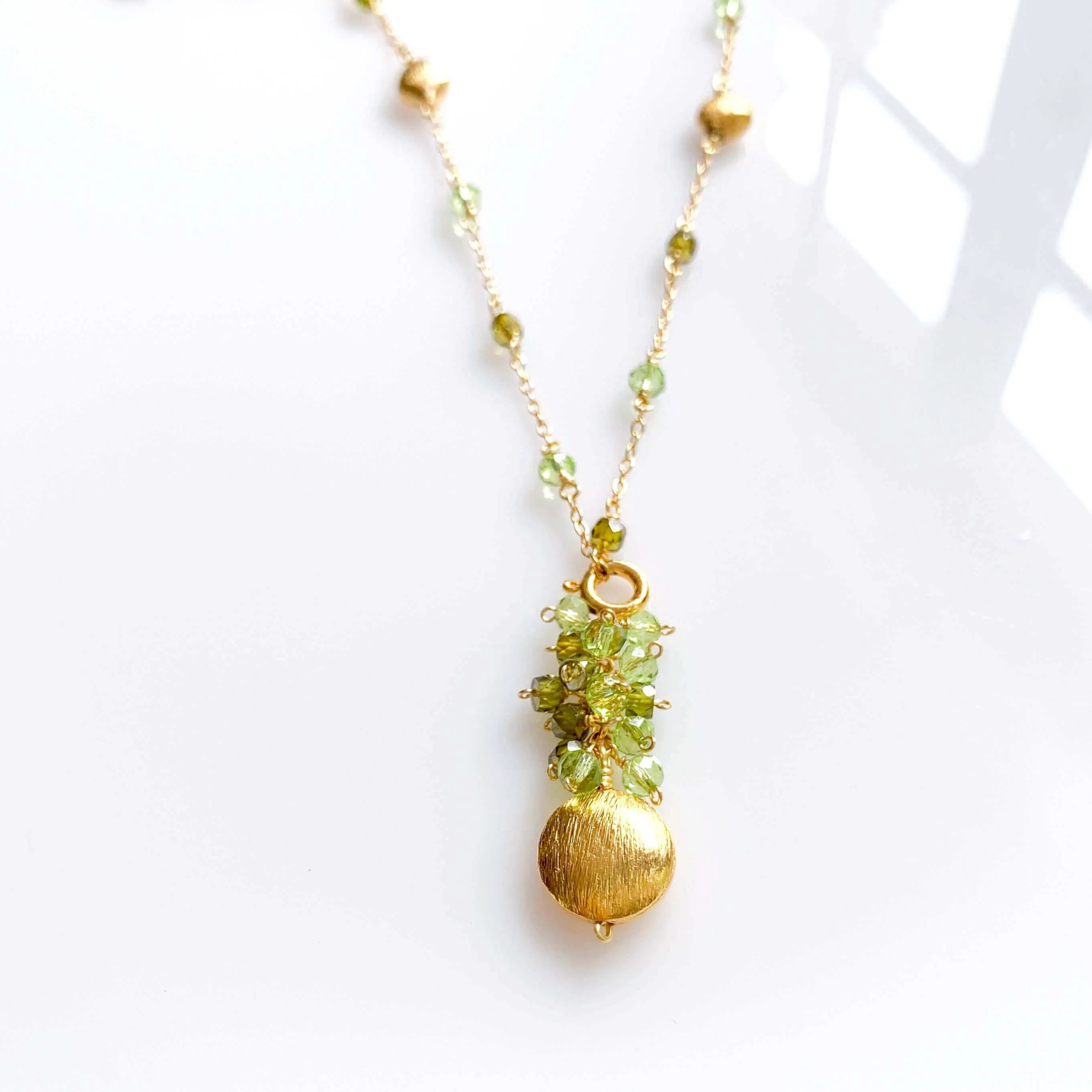 Long Peridot & Green Amethyst Beaded Chain