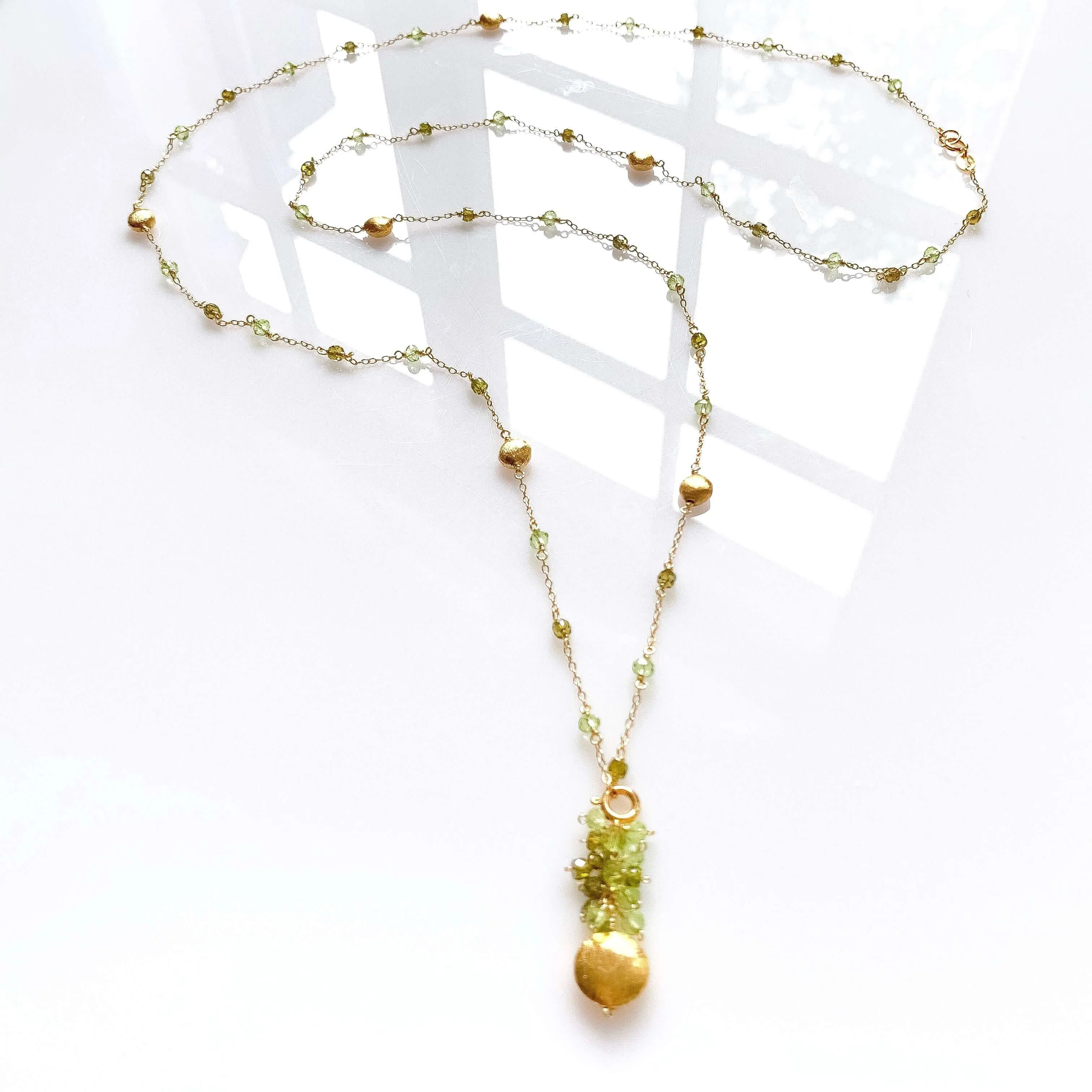 Long Peridot & Green Amethyst Beaded Chain