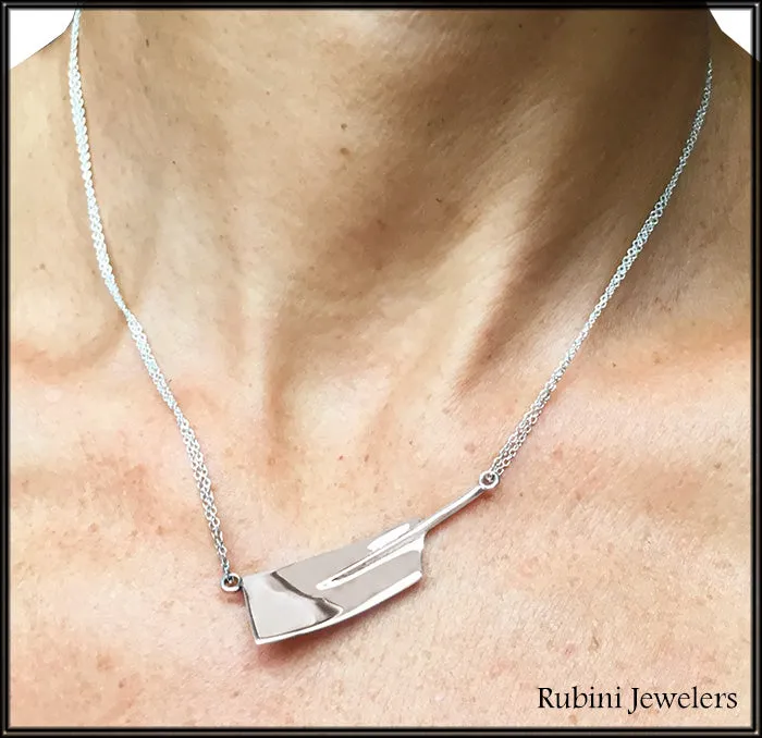 Long Rowing Blade Rowing Necklace with Double Chain